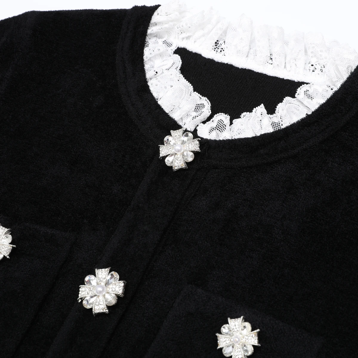 25280 Nuevo vestido de lujo de alta calidad de manga corta con cuello redondo de encaje tejido elástico de felpa cintura delgada vestido de mujer