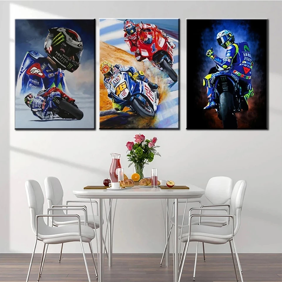 Motorcycle Racer Painting 5d diy diamond painting 3d cross stitch full square diamond embroidery mosaic diamond Triptych,