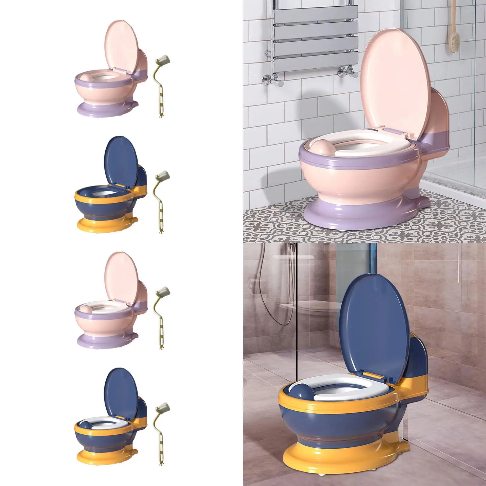 Toilet Training Potty Non Slip Easy to Clean Compact Size (Brush Included) Kids