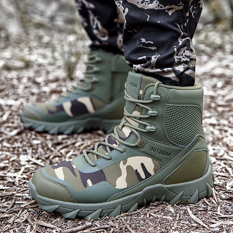 Upgraded Tactics Combat Training Boots Male Outdoors Camping Anti-wear Rapid Response Hiking Shoes Fishing Hunting Sneakers Men