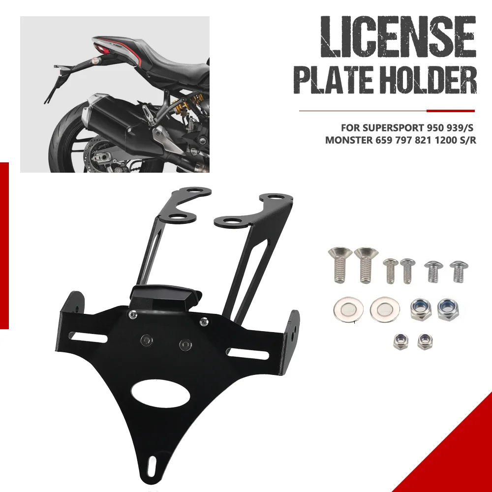 

For DUCATI Monster 659 2018-2021 License Plate Holder Bracket Rear Tail Tidy Fender Eliminator Kit Supersport 950/S 2021-2024