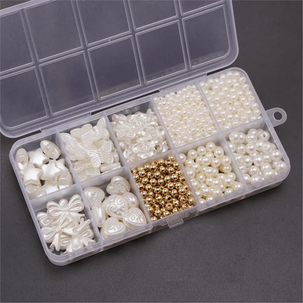 800pcs/box Faux Pearl Beading Kit DIY Handmade Bracelet Necklace Earring Bracelet Necklace Earring Jewelry Making Accessories