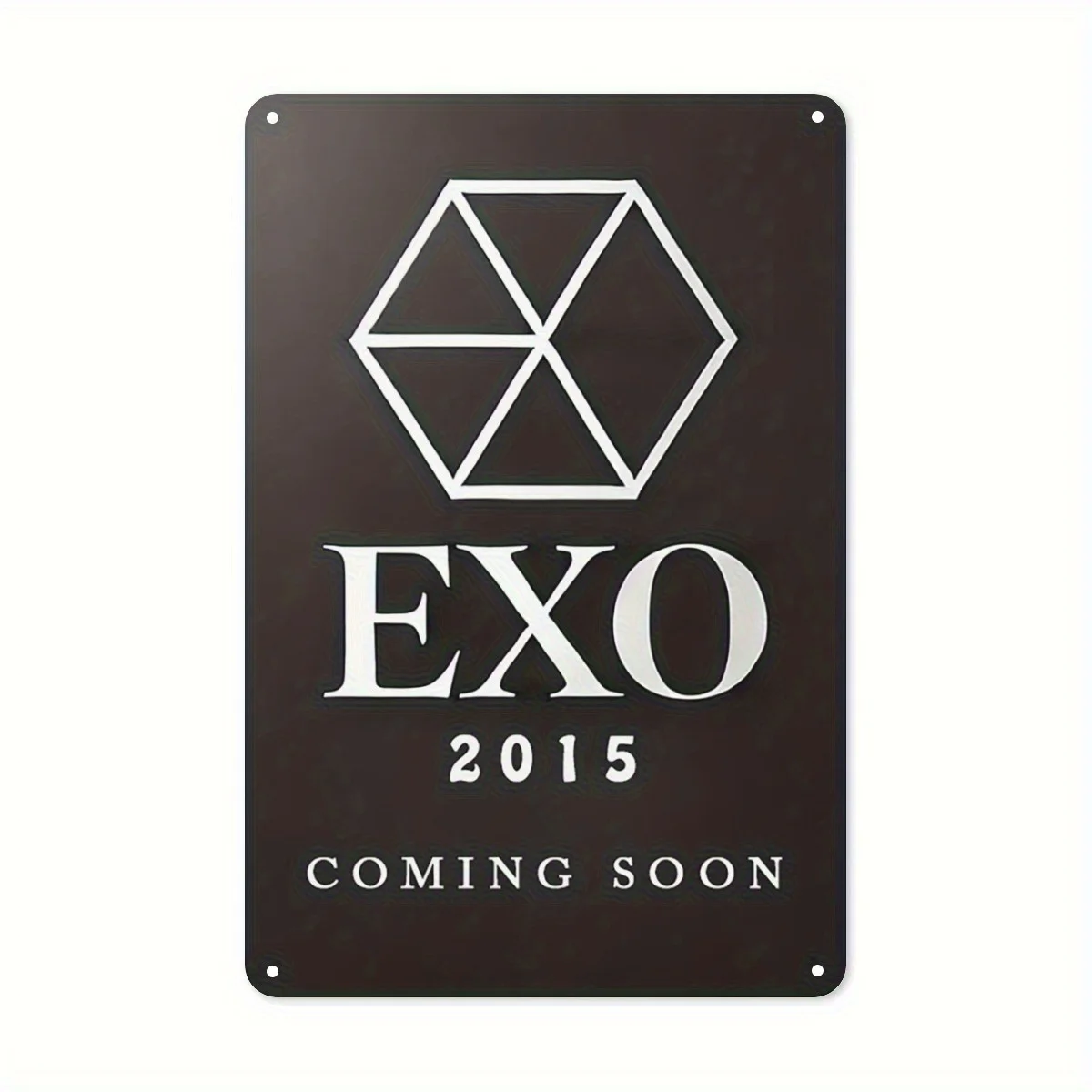 علامة EXO 2015 ريترو معدنية من القصدير - لوحة فنية جدارية حديدية مقاومة للطقس، ملصق كوري عتيق للمقهى والبار وديكور المنزل