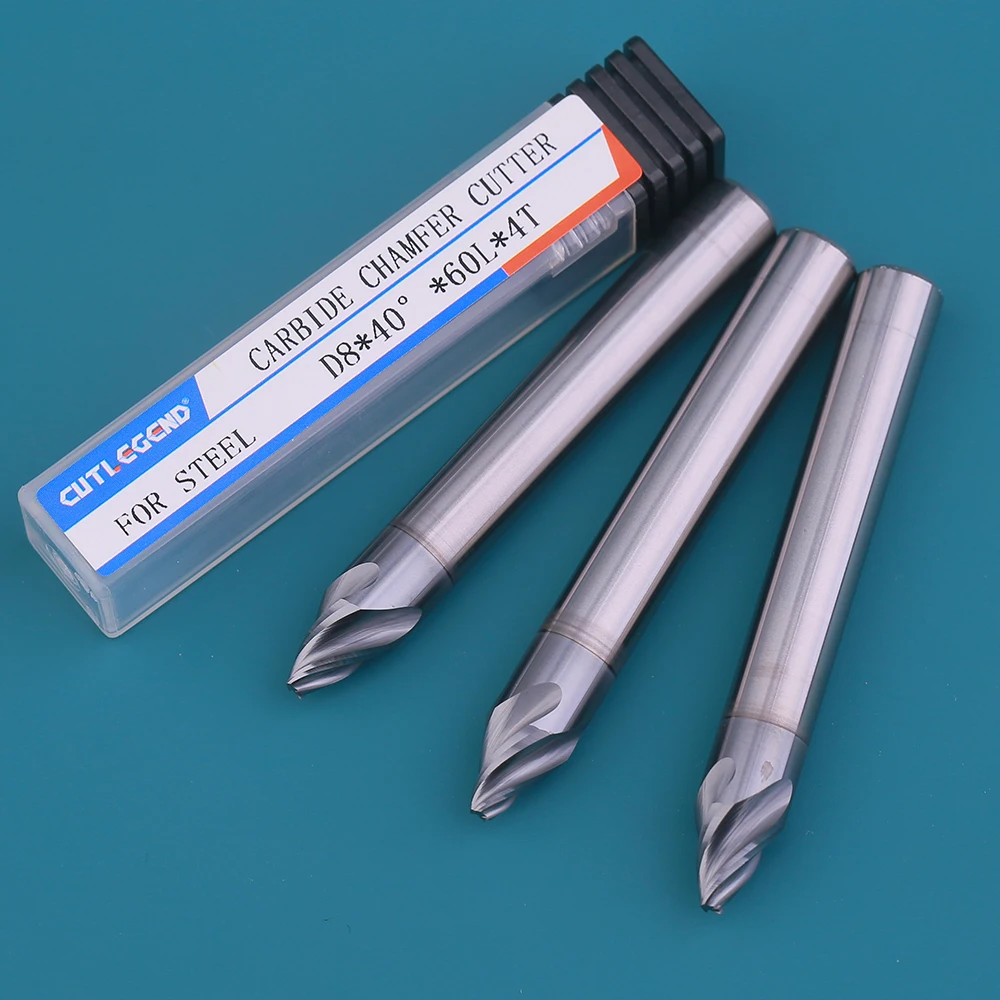 Chamfer Milling Cutter 40 Degree 4 Flutes Spiral Groove Carbide Corner Countersink Chamfering Mill Deburring  Edges For Steel