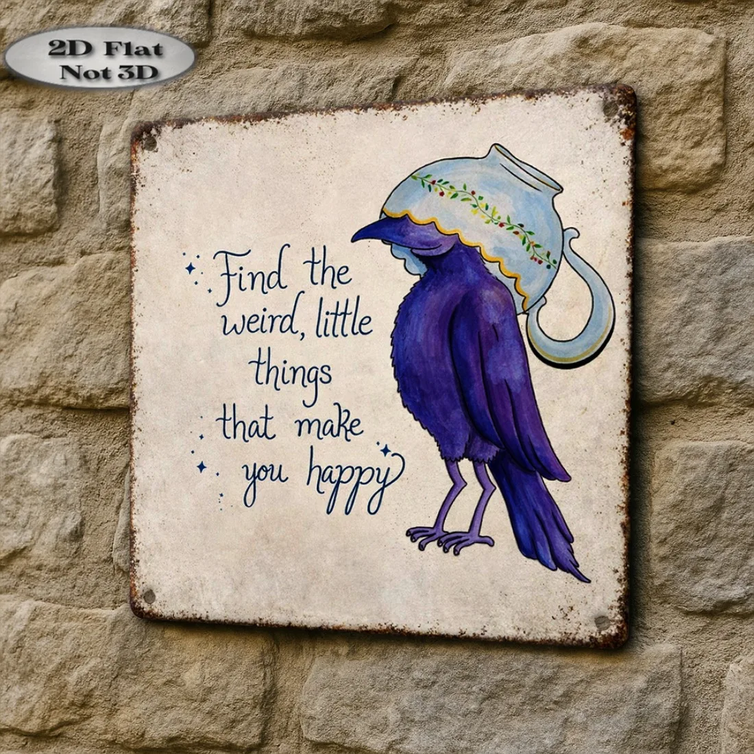 Vintage Tin Style Plaque with Quote 