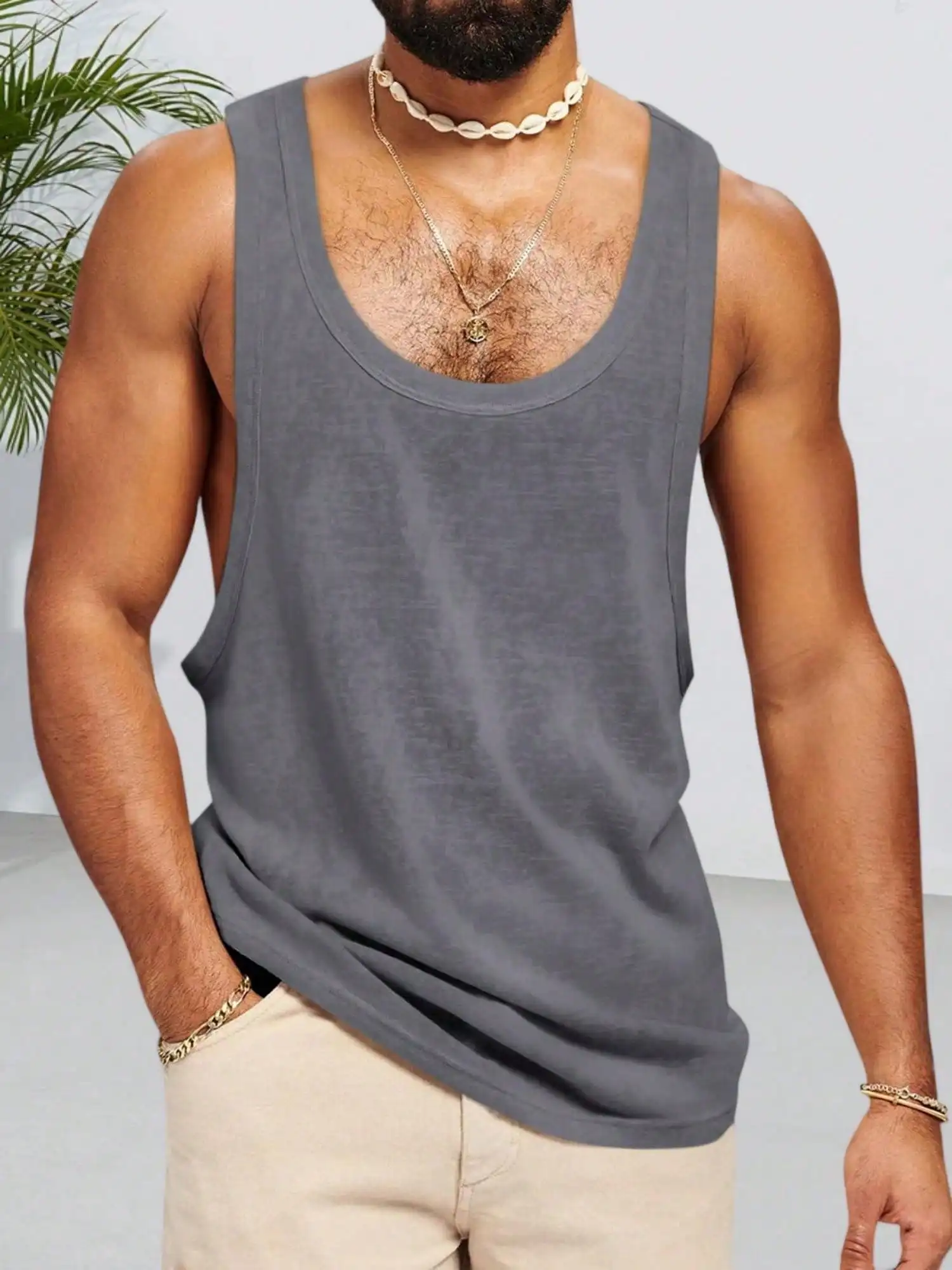 

Мужская хлопковая майка-безрукавка для фитнеса и тренажерного зала, свободного кроя