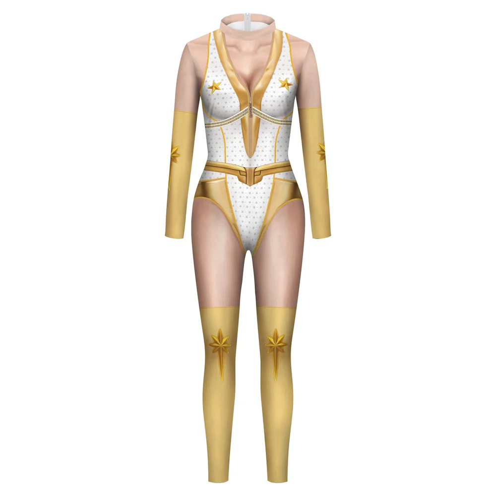 FCCEXIO Movie Character Annie 3D Print Sexy Women Jumpsuit Carnival Cosplay Cool Female Bodysuit Long Sleeve monos mujer