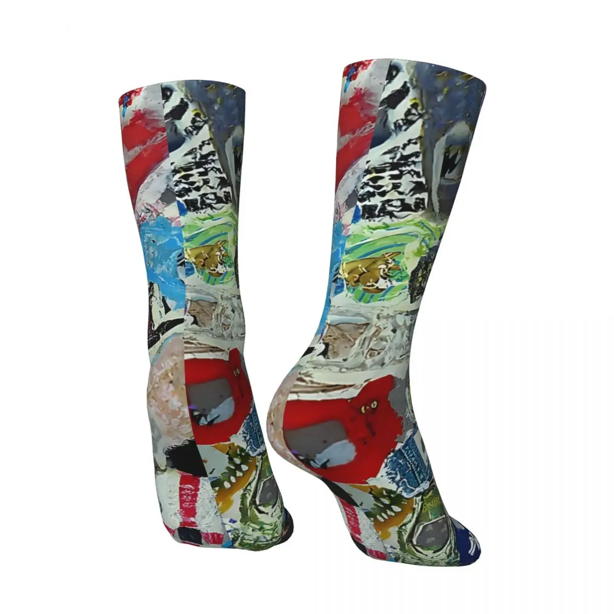 Crazy compression Pop Art Painting Stack Of Mobile Phones Sock for Men Harajuku Seamless Pattern Crew Sock Casual