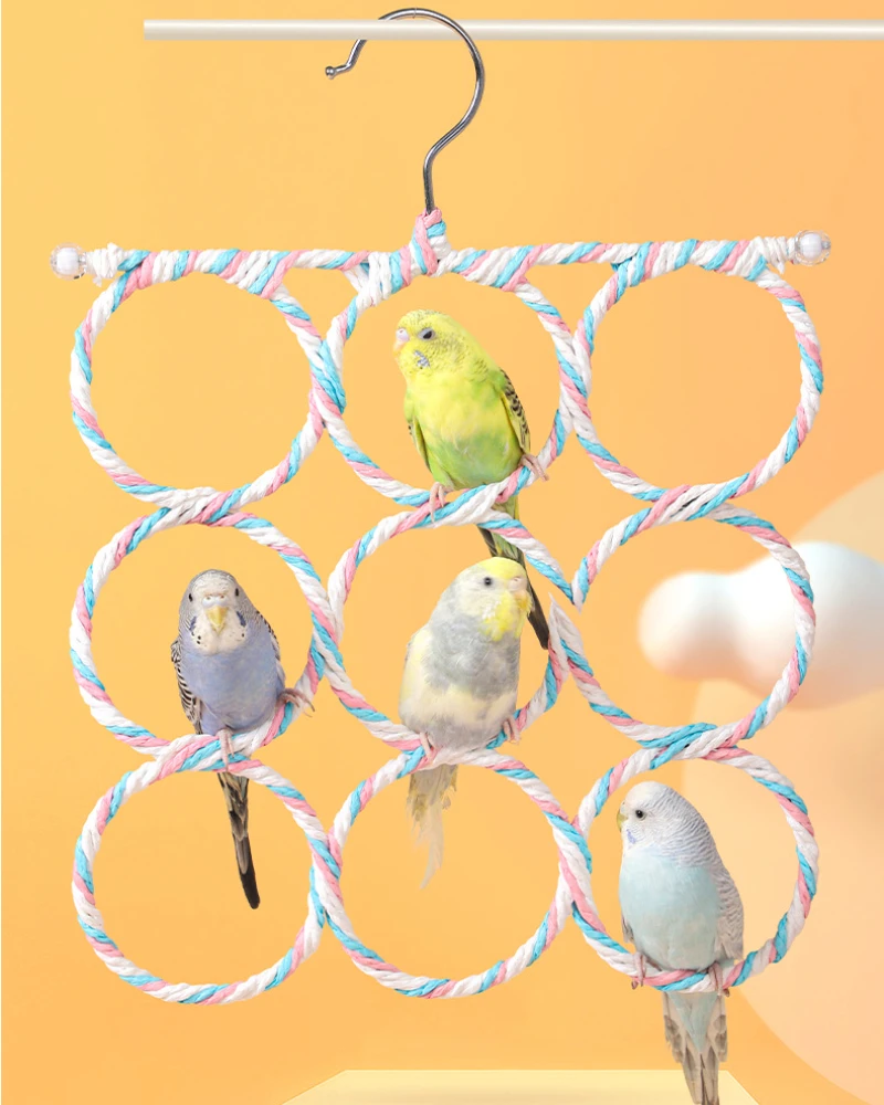 Cuerda para escalar pájaros, cuerda de red, escalera de escalada, columpio colgante para loros, percha para periquitos, cacatúas, Conures, molinos, ratas (al azar)