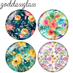 New Beauty Drawing Flowers Pattens 10pcs 12mm/18mm/20mm/25mm Round photo glass cabochon demo flat back Making findings