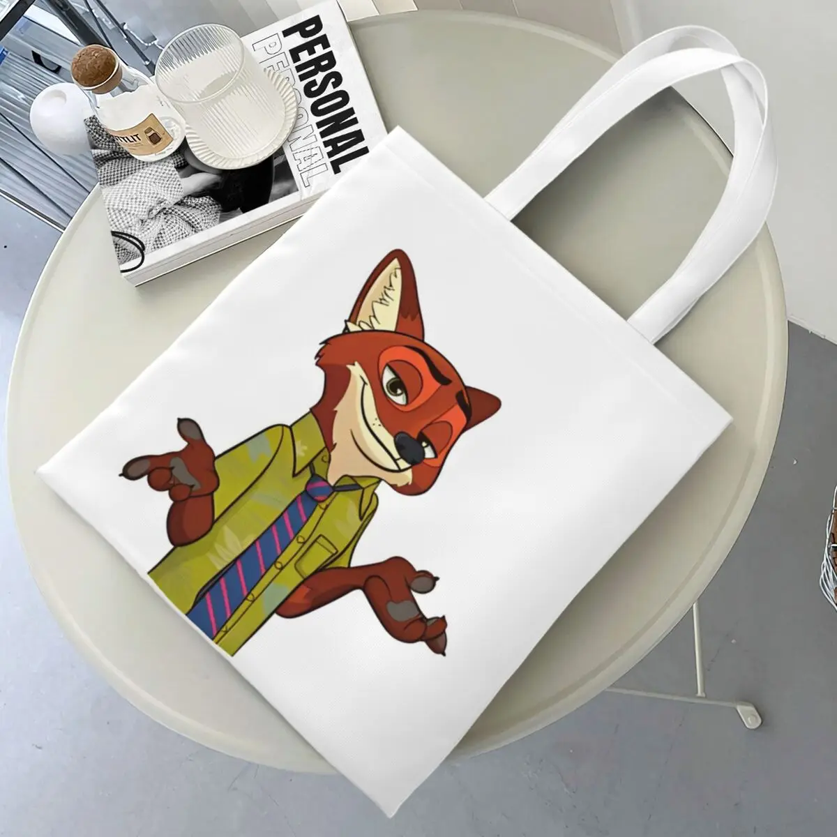 Women Men Zootopia Nick Tote Bags Large Capacity Rabbit Grocery Bag for Ladies Handbags