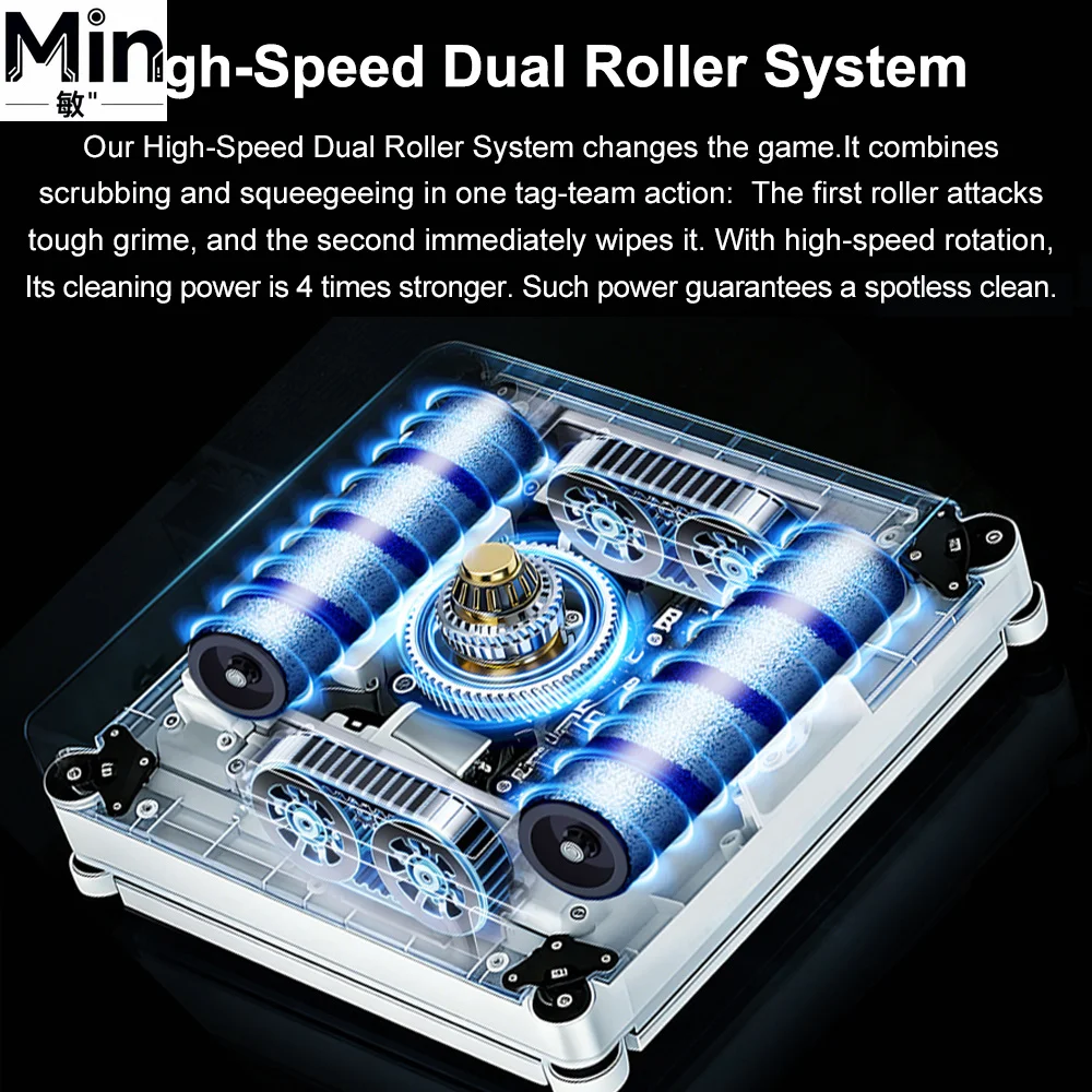 WD10 Smart Window Cleaning Robot 10000PA High Suction 6-Way Water Spray Dual Roller Brushes 4 Corner Brushes Wet Wash Scrub