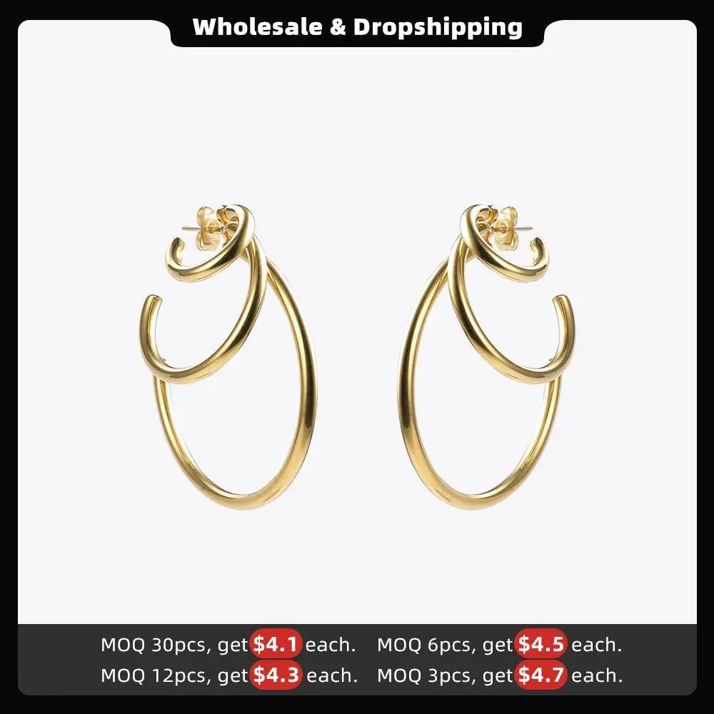 ENFASHION Multi-layer C Shape Drop Earrings For Women Gold Color Statement Big Dangle Earings Fashion Jewelry Pendientes E191115