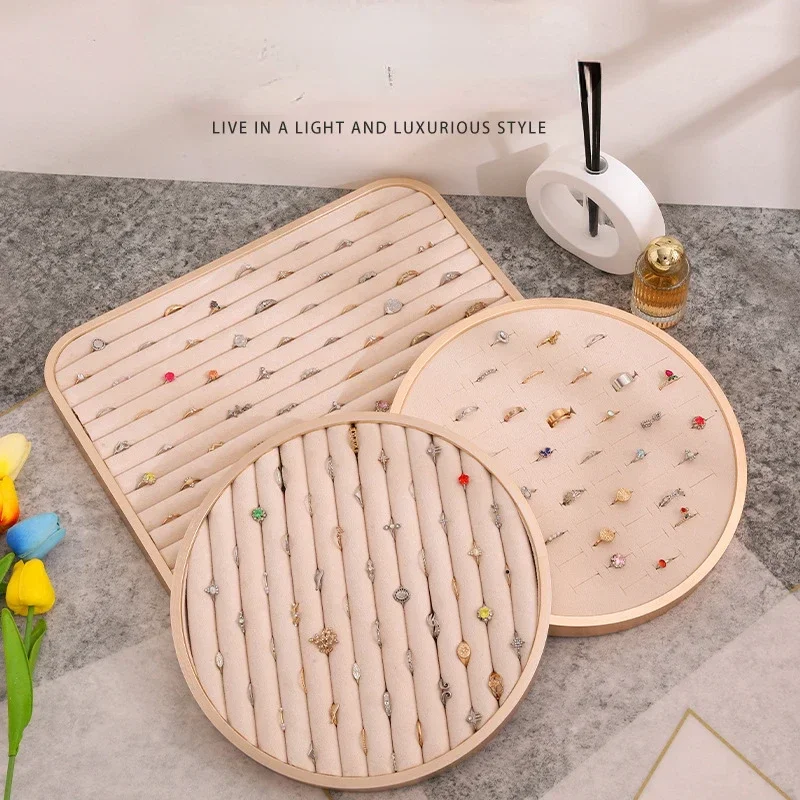 Metal Jewelry Trays Velvet Display for Necklaces Bracelets Rings Case Bracket Decoration Pendant Storage Organizer