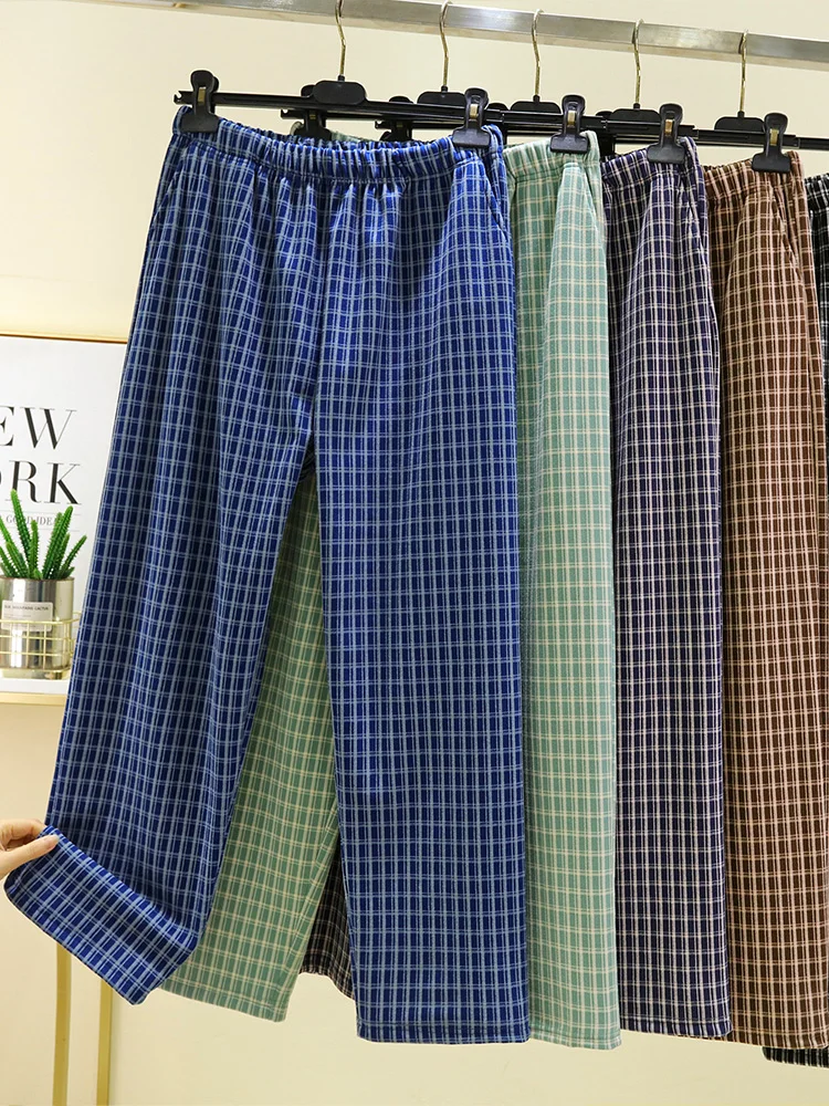 

Men's Warm Plaid Fce Lined Loose Thi Home Pants Straight Leg Sp Trousers Winter Comfortable Cozy Casual Dstring