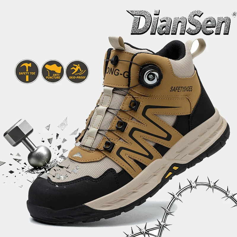

Men's High-Top Safety Shoes with Quick-Lace System - Steel Toe, Slip Resistant Safety Shoes Ideal for Work & Outdoor
