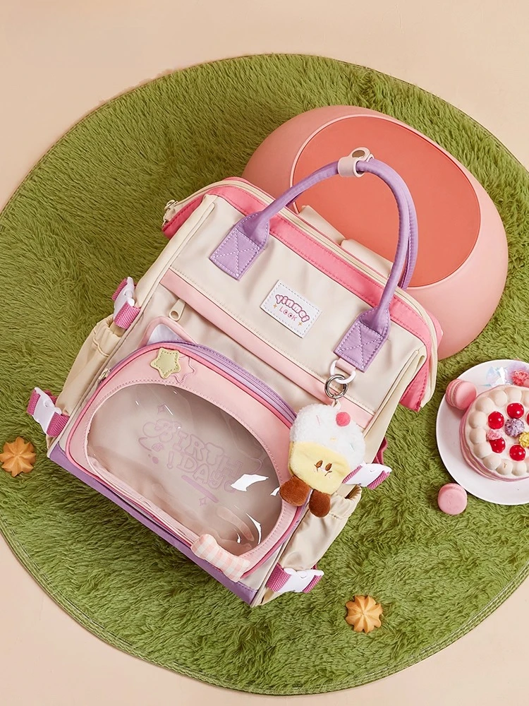 Rucksack für Damen, 2025, neue große Kapazität, leichte Reisetasche, College-Studenten-Computertasche, süße süße Cartoon-Katzenohren, Lta-Tasche