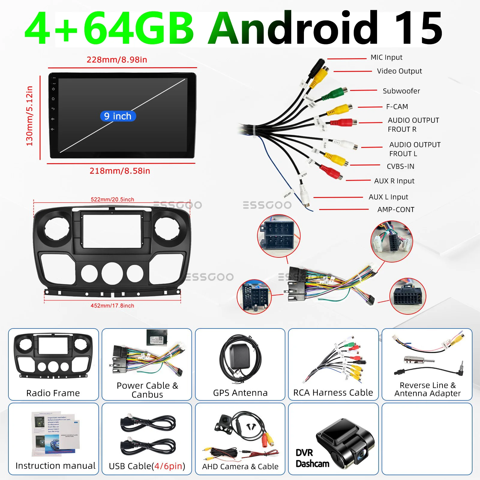MOPECT Android Auto Radio voor Renault Master 3 III Nissan NV400 Opel Movano Draadloze Carplay Auto Multimedia GPS 2din autoradio - afbeelding 1