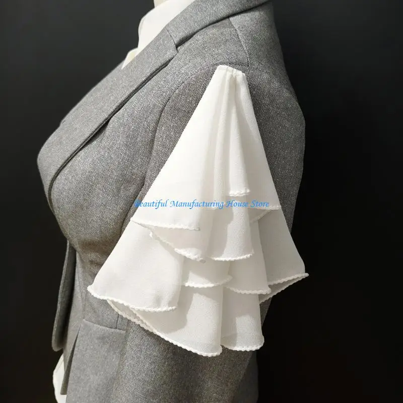 E56A Neck Ruff Fake Collar Stage Performances Costume White Ruffle Necktie