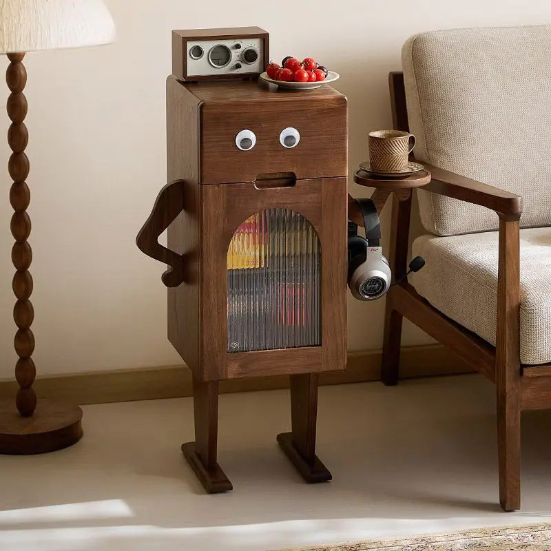 

robot sofa side cabinet, bedroom solid wood bedside table, bedside table, living room creativity, storage cabinet