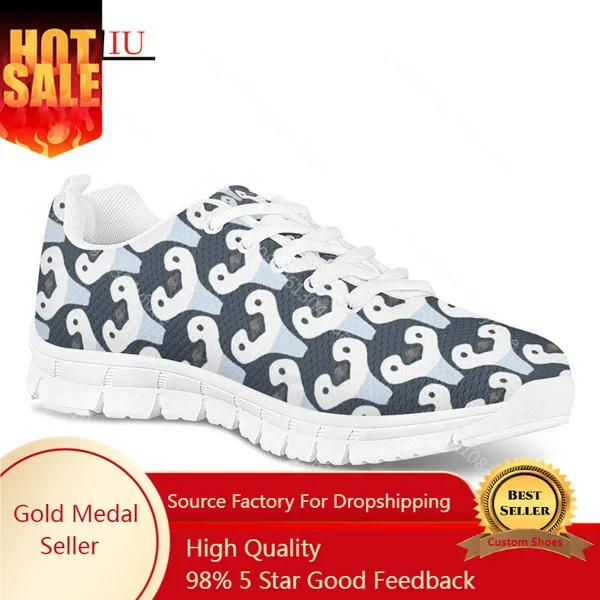 Simpatico Cartone Animato Pinguino Stampa Uomini Scarpe Casual Maschio Lace Up Scarpe Basse Animali Schizzo Personalizzar