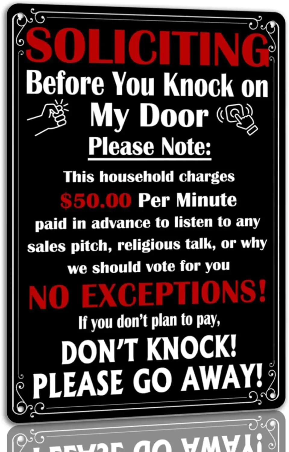 Solicitors Before You Knock On My Door Please Note Tin Sign Knock At Your Own Risk Metal Signs Don’t Knock Sign Funny No Solicit