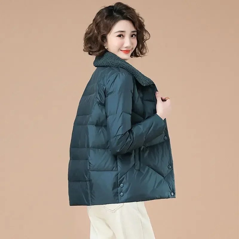 Cropped Thick Padding Quilted Padded Woman Coat Jackets For Women Brown Duck Down Short Winter Chic Point Hot Youthful Clothes