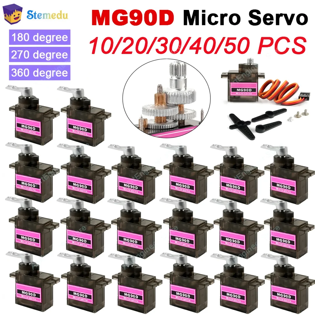 

MG90D 10/20/30/40/50Pcs Micro Digital Servo Motor Full Metal Gear 180/270/360 Degree For RC Airplane Helicopter Car Boat Model