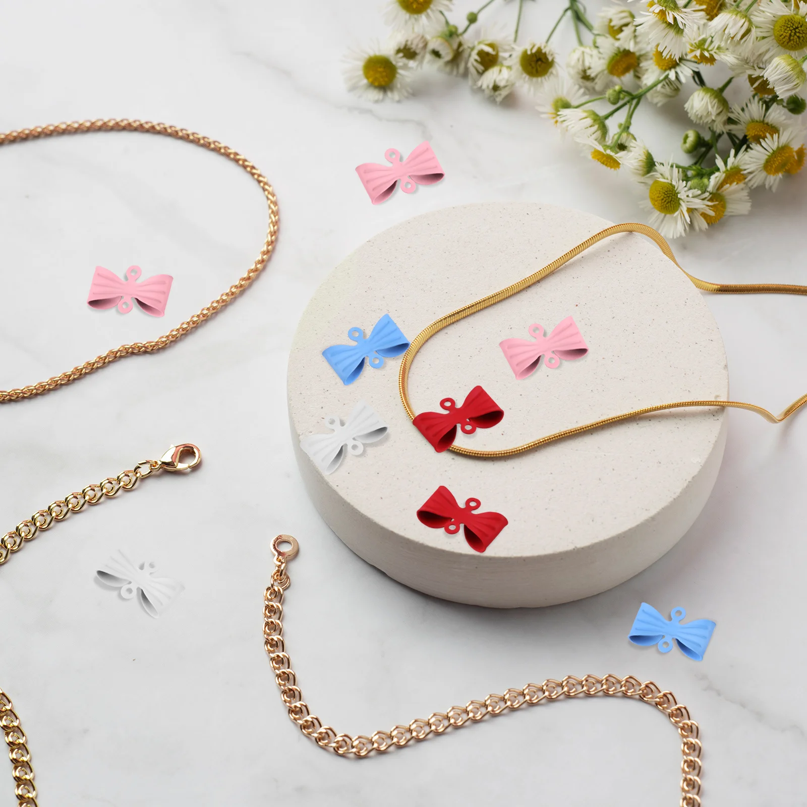 

40Pcs Cute Bowknot Pendant Charms Jewelry Making Supplies DIY Crafts for Necklace Bracelet Earring Accessories