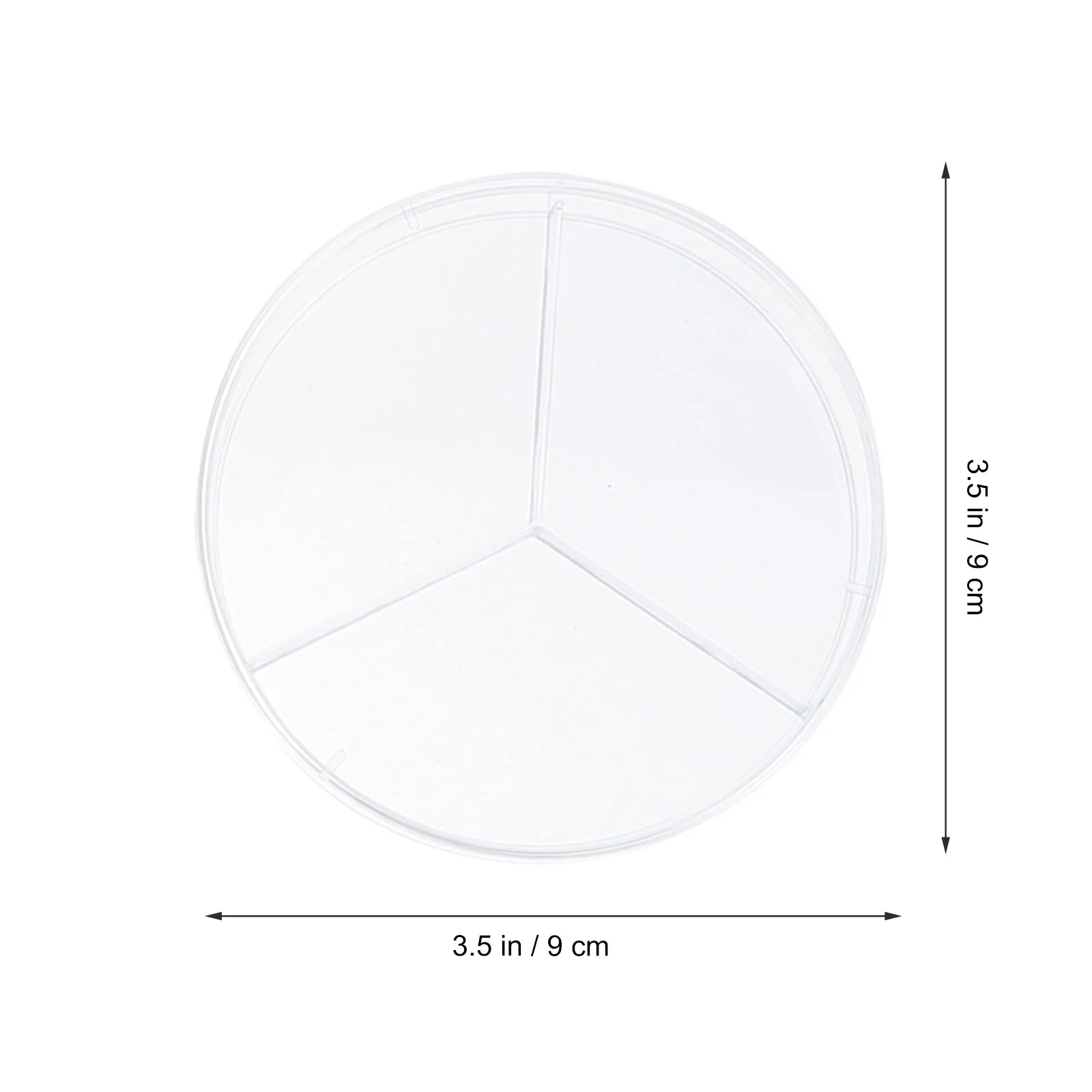 Placa de petri transparente para cultura celular, 10 peças, laboratório científico de três grades com compartimentos de tampas