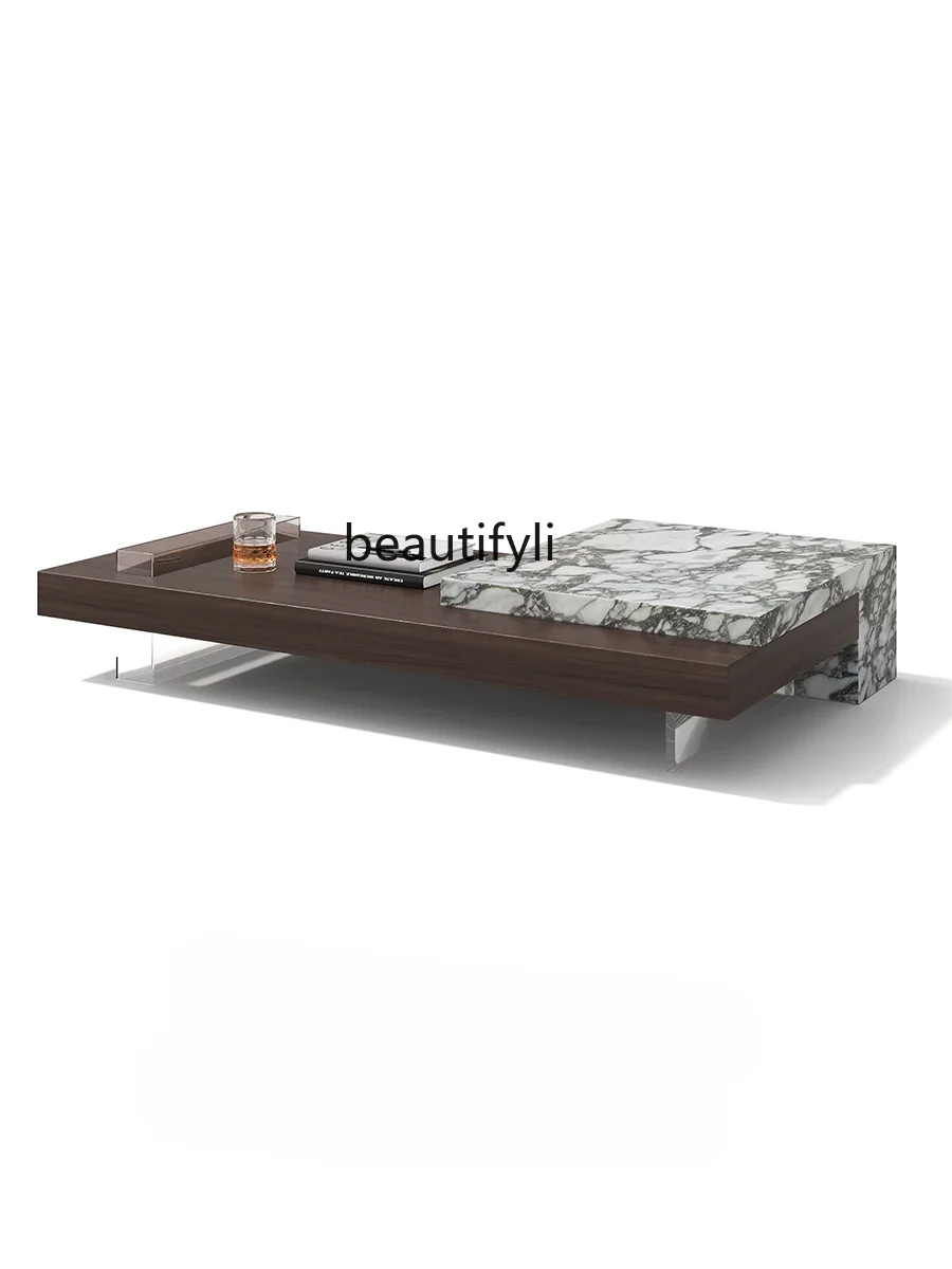 

A13 Acrylic Natural Marble Coffee Table Small Apartment Living Room Home Italian Minimalist Designer Suspension Retractable