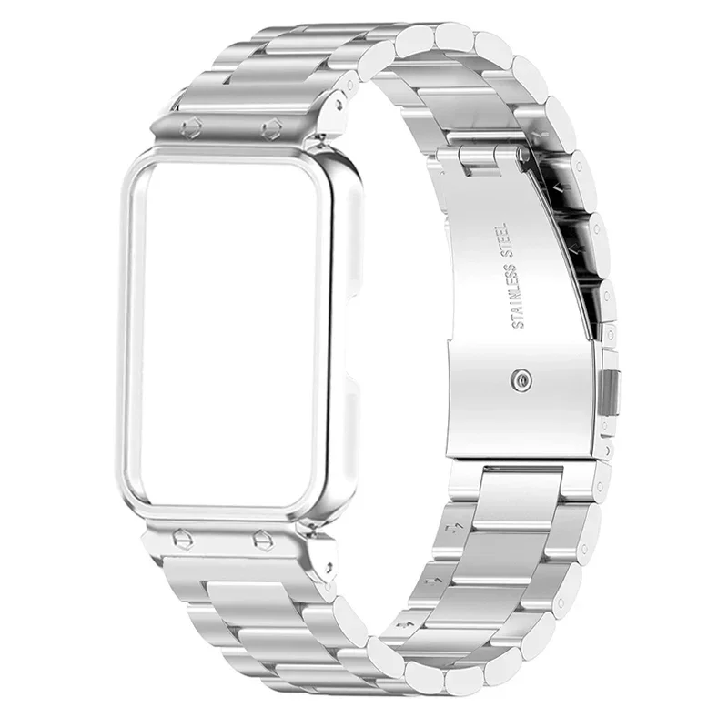 สายคล้องคอสําหรับ Samsung Galaxy Fit 3 สายนาฬิกาสแตนเลสสําหรับ Samsung Galaxy Fit 3 สร้อยข้อมือโลหะฝาครอบป้องกัน