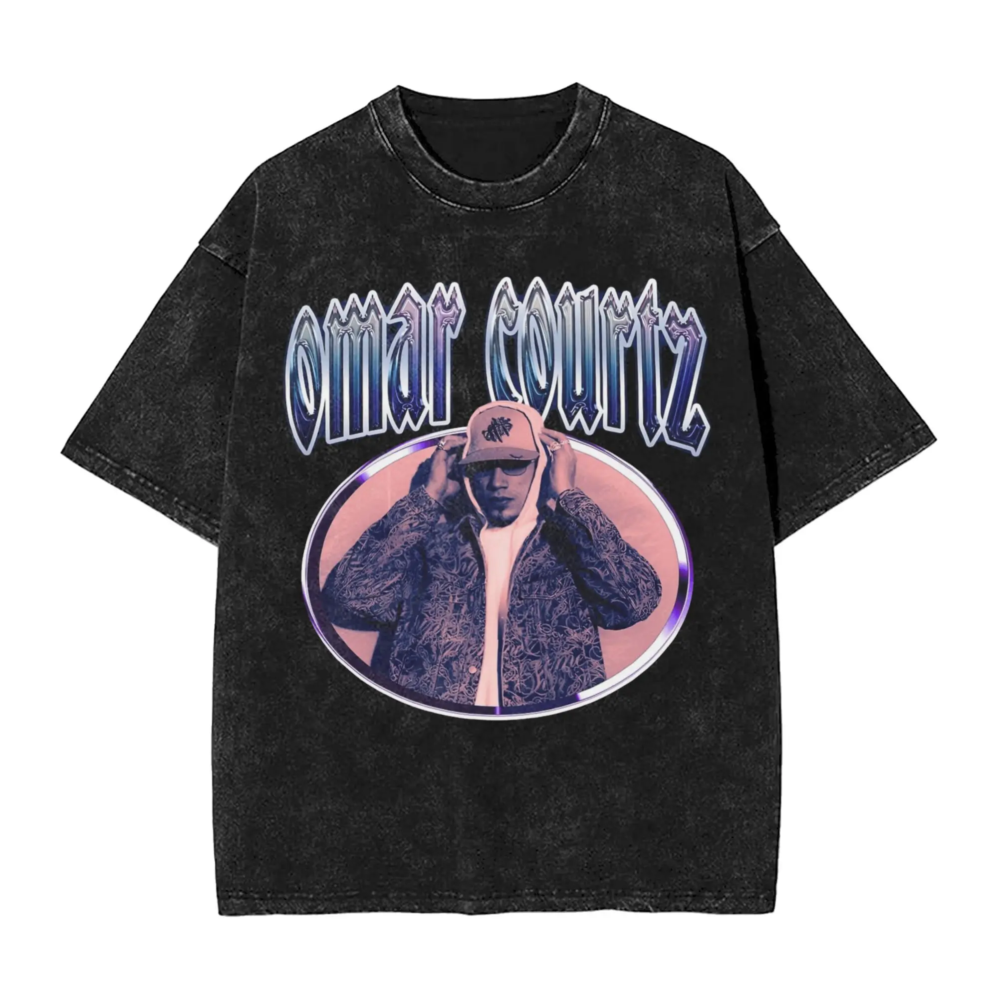 

Omar Courtz Washed T Shirt Man Music Aesthetic Cotton T Shirts Beach O Neck Hip Hop Tees Loose Oversized Tops