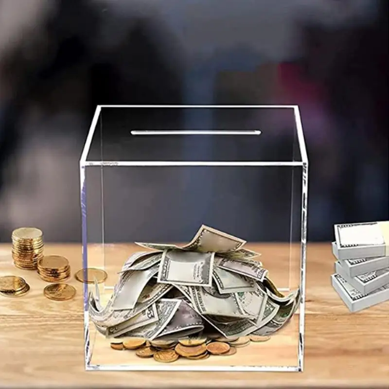 Piggy Banks for Adults 2024 Upgraded Clear Acrylic Money Saving Bank Break to Open, Can Only Save That Cannot Be Take