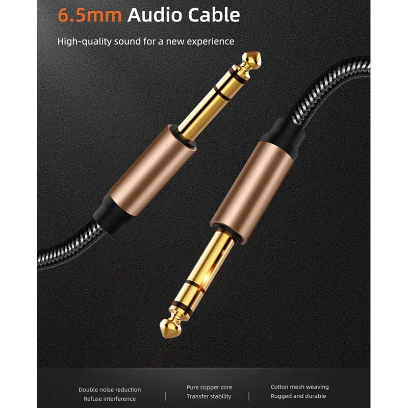 6.5Mm Jack Audio Cable Braided For Guitar Mixer Amplifier 1.8M Jack Cord Male To Male AUX Cable