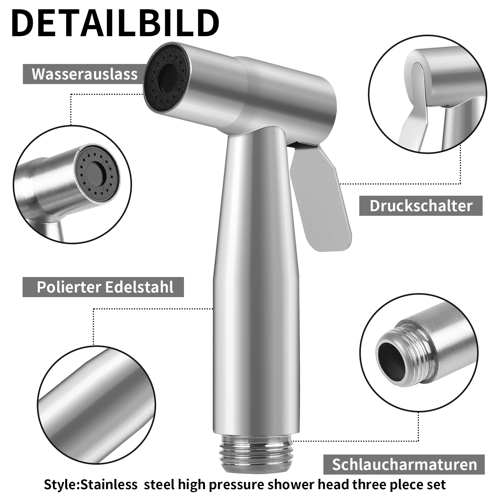 Handheld Bidets Sprayer Toilet with Bracket Holder 59in ABS Flexible Telescopic Shower Hose for Bathroom Douche Diaper Cleaning