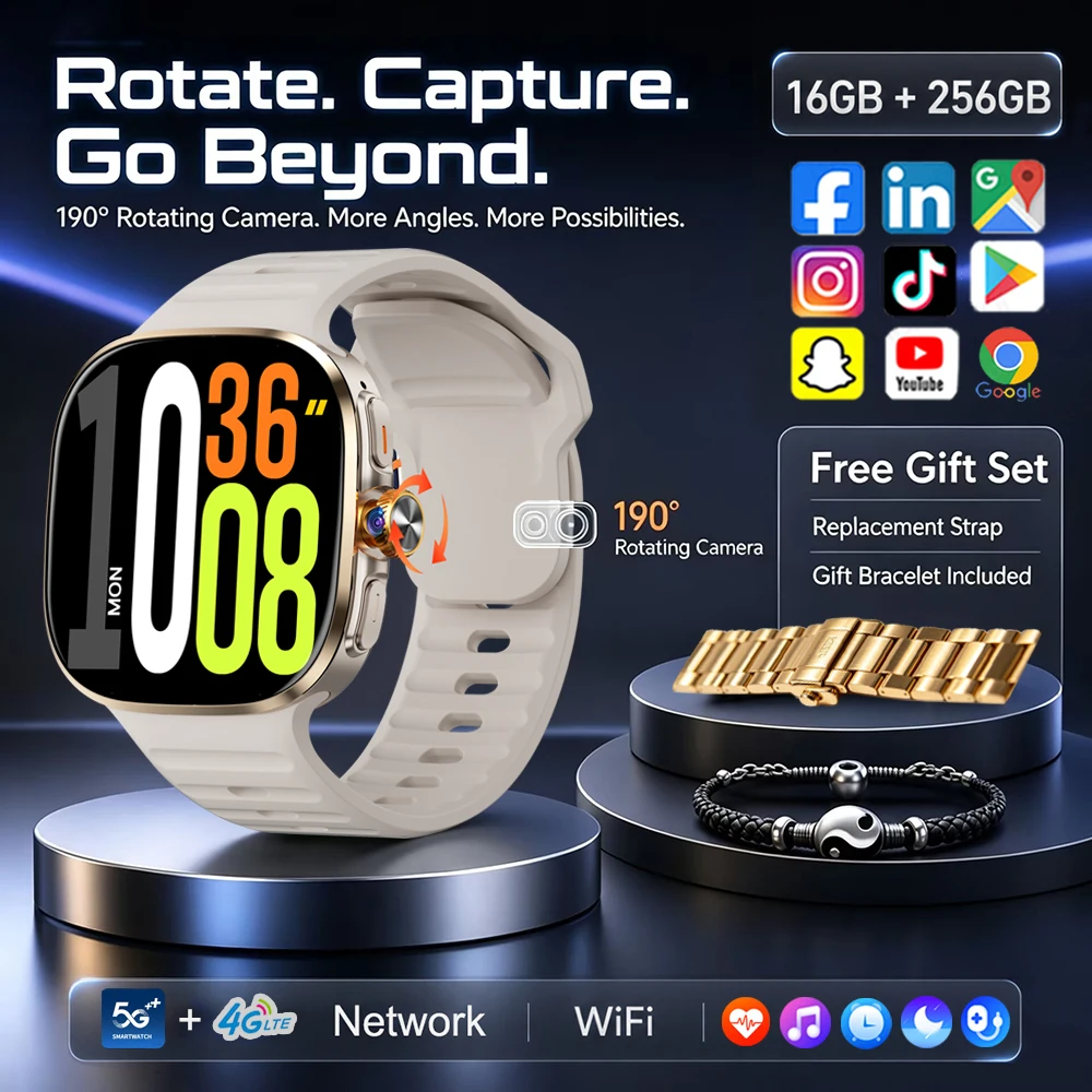 4G 풀 네트워크 5G 스마트워치 720*720 AMOLED 스크린 16GB+256GB 램 2100mAh HD 화상 통화 GPS 네비게이션 WIFI 구글 안드로이드 10