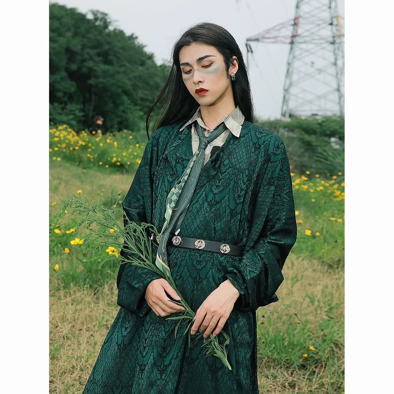 Mochuan Hanfu verde para hombres y mujeres, bata Tang de cuello redondo, recuperación de primavera, traje de rendimiento, clase china, vestido tradicional