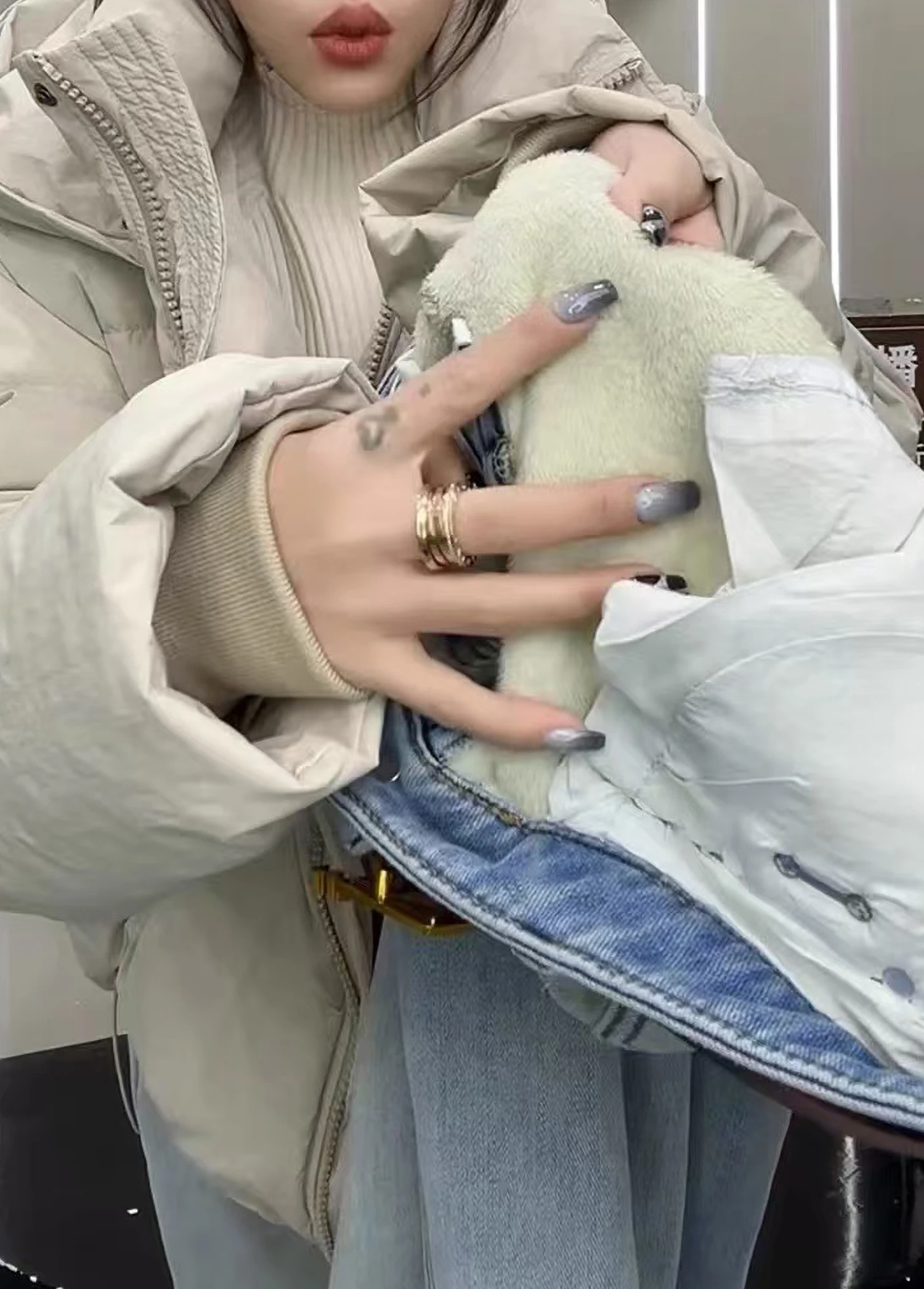 S-3XL Übergroße Samt Verdickte Gerade Jeans Winter frauen Lose Hohe Taille Dennim Hosen Hellblau Warme Hosen