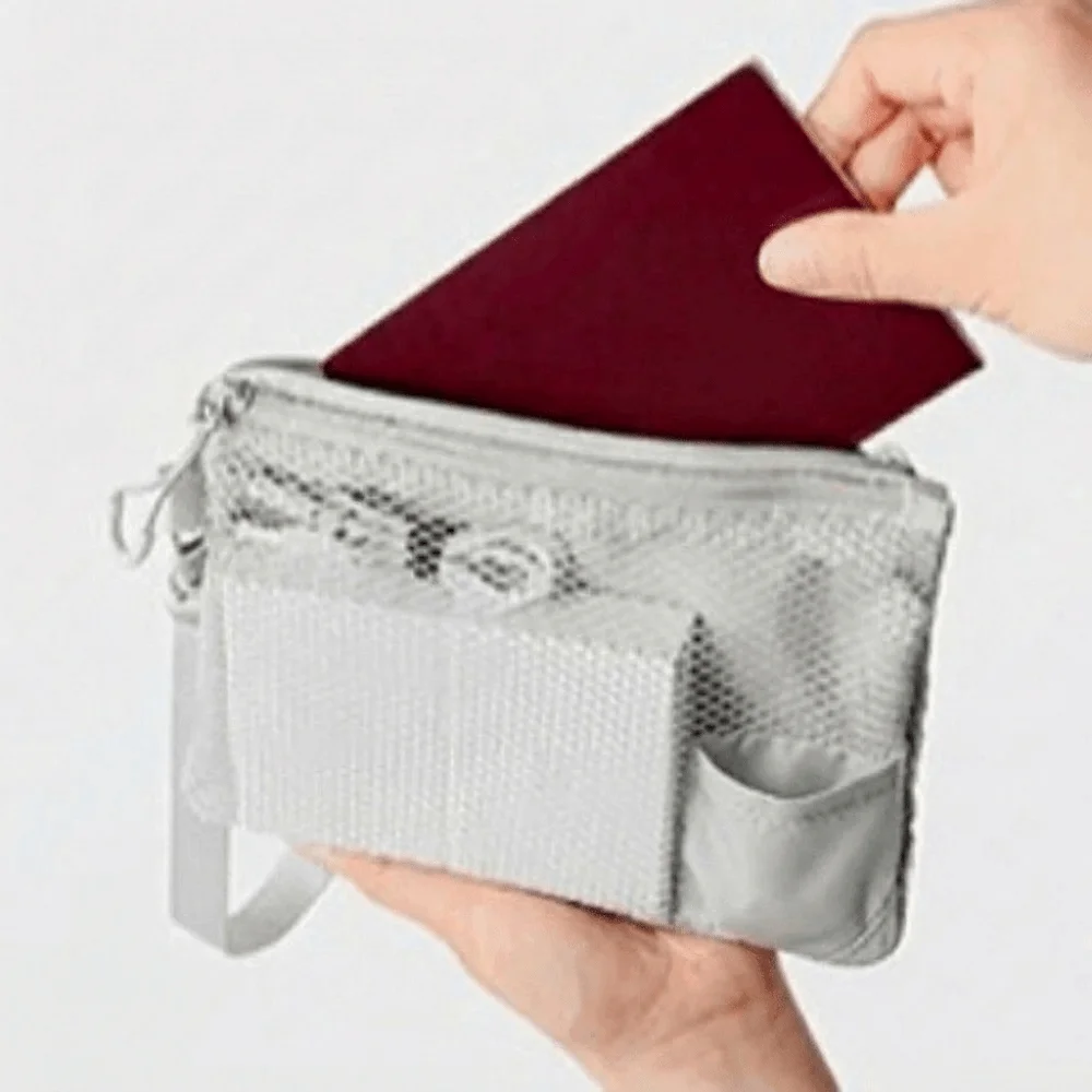 Lightweight Mesh Storage Bag Polyester Solid Color Toiletry Bag With Zipper Multifunctional Makeup Pouch Multi-Purpose Use