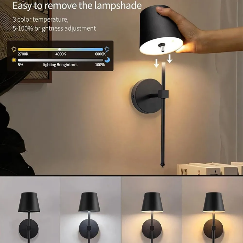 2 pièces mur LED lumière Rechargeable décor à la maison applique télécommande gradation chambre salon intérieur détachable éclairage mural
