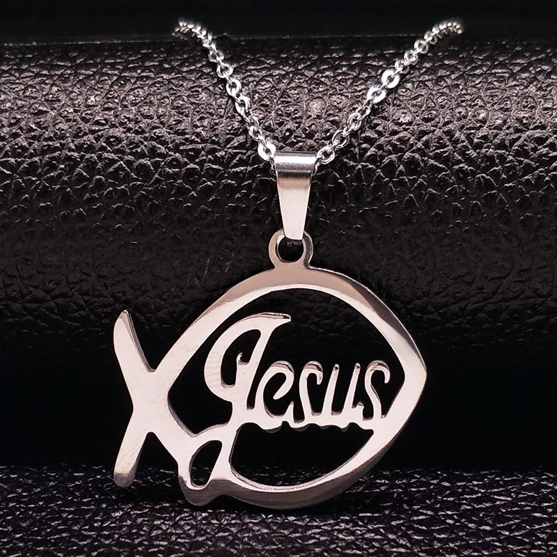 Edelstahl Jesus Christus Männliche Halsketten Fisch Christian Ichthys Fisch Anhänger Halsketten Schmuck Frauen oder Männer Collares N17168B