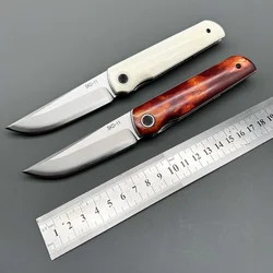 SKD-11 Pocket handmade Folding Knife Beef Bone Handle High Hardness Camping Outdoor Survival Hunting EDC Tool Knife