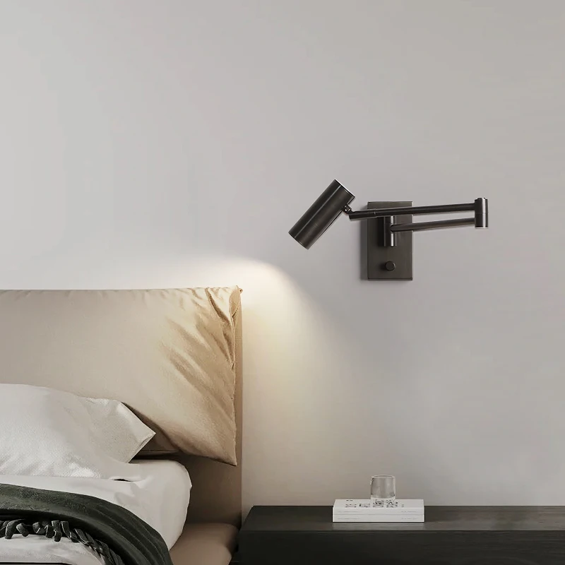 Imagem -03 - Modern Led Wall Lights Ajustável Balanço Longo Braço Led Lâmpadas de Parede Bedside Decoração de Iluminação Wall Sconces Luminárias Ac110v 220v