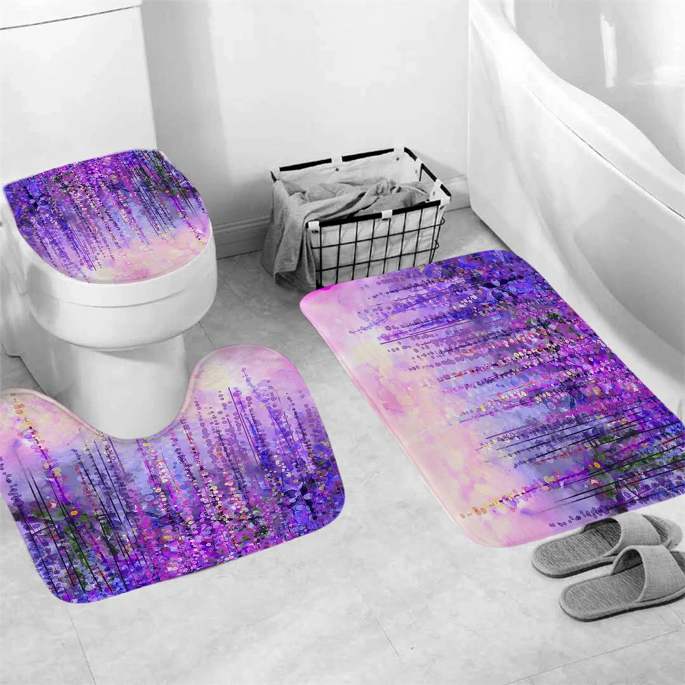 

Spring Purple Lavender Bathroom Set Bathroom Lavender non-slip carpet Super soft High Absorbent Decorative Family Bathroom