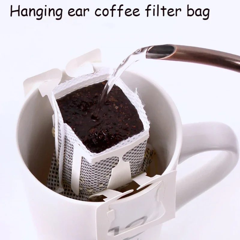 50Pcs/Pack Disposable Coffee Fliter Bags Portable Hanging Ear Style Coffee Filters Eco-Friendly Paper Bag For Espresso Coffee