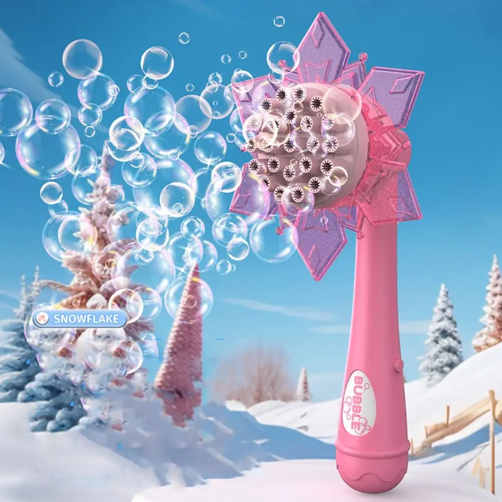 Interactieve Sneeuwvlok Bubble Machine Elektrische Plastic Zeep Bubble Stick Set Veelkleurige Automatische Blaasgereedschap Machine Buiten