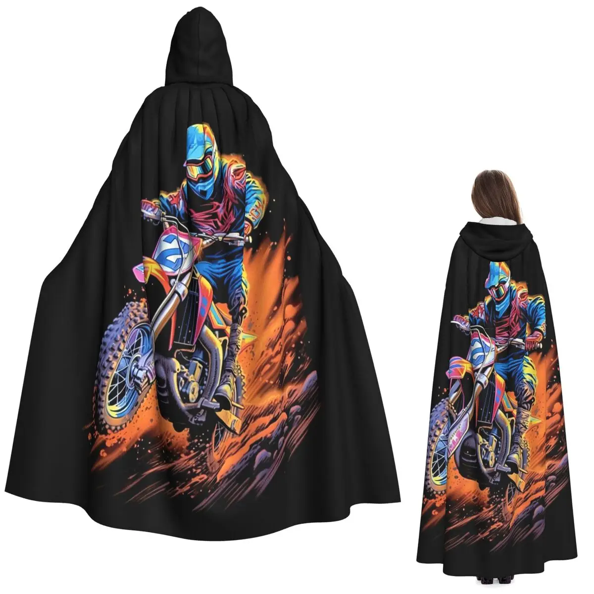 

Длинный плащ с капюшоном для мотокросса, средневековый костюм ведьмы, накидка для косплея, Хэллоуин, вечеринка для взрослых, унисекс