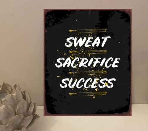 1x Sweat Sacrifice Gym Quote Metal Plaque Sign Gift House Novelty (mt226) --Tin Sign