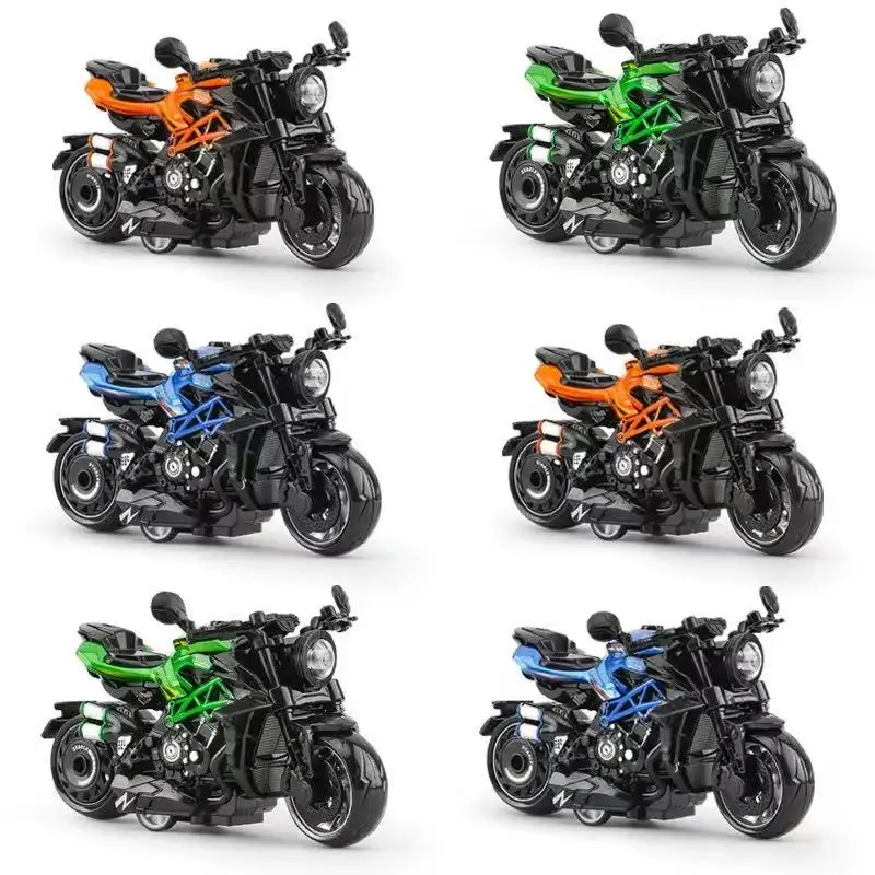 Cast Simulation Alloy Toy Motorcycle Pull-Back Drive Collectible Miniature Bike Model for Kids